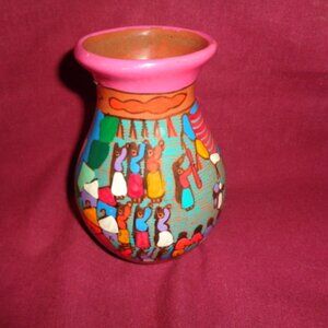 Vintage Hand Painted Spanish Vase 5" Tall, Excellent Condition